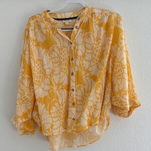 Anthropologie + PILCRO - Sunflower Yellow Floral Blouse